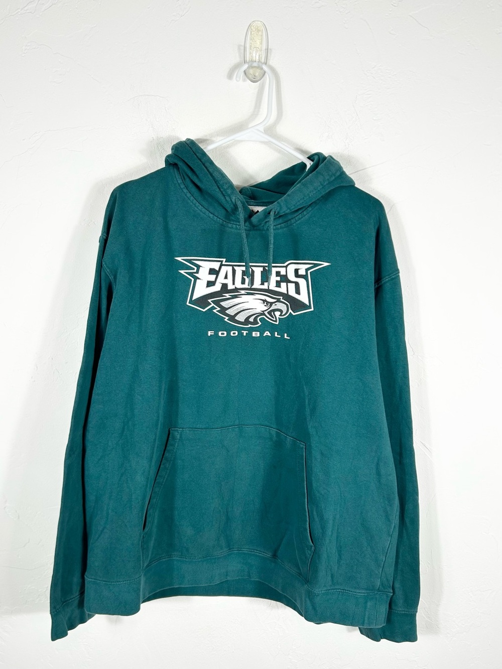 👁️ Vintage 90s Philadelphia Eagles Majestic Hoodie Sweatshirt Green NFL Football